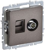 Розетка RJ45+TV Оконечная без рамки IEK Brite РТВ/РК12-БрТБ 2-м. темная бронза