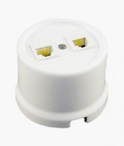 Розетка-ретро компьютерная керамика Bironi Лизетта 2-м. RJ45+RJ45 5е белый Bironi — купить по цене от 2&nbsp;400 ₽ | ПрофБезопасность фото 2