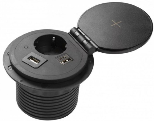 Розетка встраиваемая GTV 1-м.+беспроводная зарядка+2xUSB+HDMI Ø80мм черный, GTV, купить, цена, доставка, безопасность Розетка встраиваемая GTV 1-м.+беспроводная зарядка+2xUSB+HDMI Ø80мм черный GTV — купить по цене от 8 790 ₽ | ПрофБезопасность