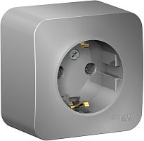 Розетка с заземлением накладная Systeme Electric Blanca 1-м. алюминий