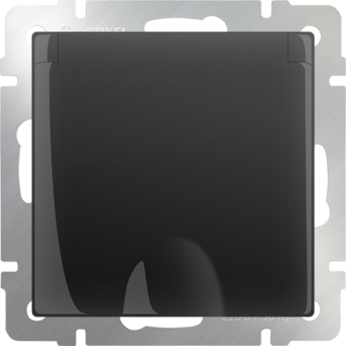 Розетка с заземлением без рамки Werkel 1-м. крышка шторки IP44 черный матовый картинка фото 2