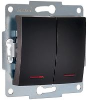 Выключатель с подсветкой без рамки Lezard Karina 2-кл. черный бархат