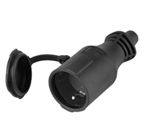 Розетка штепсельная с заземлением прямая ЭРА R6(B) 16А IP44 черный