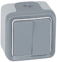 Переключатель накладной Legrand Plexo 2-кл. проходной IP55 серый