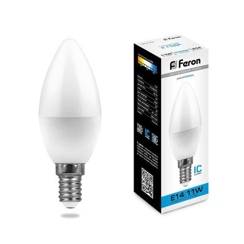 Лампа светодиодная Feron Свеча LB-770 E14 220В 11Вт 950Лм 6400К 35х100мм Feron — купить по цене от 140 ₽ | ПрофБезопасность