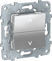 Выключатель жалюзи без фиксации без рамки Schneider Electric Unica New 2-кл. алюминий
