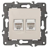 Розетка компьютерная без рамки Эра Elegance 2-м. RJ45+RJ45 5e слоновая кость