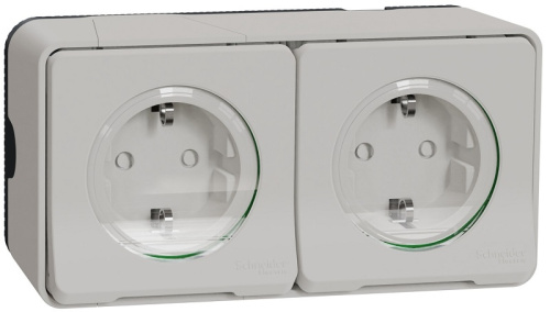 Розетка накладная с заземлением Schneider Electric Mureva Styl 2-м. крышка шторки IP55 белый Schneider Electric — купить по цене от 1&nbsp;925 ₽ | ПрофБезопасность