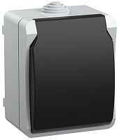 Розетка с заземлением накладная IEK Форс РСб20-3-ФСр 1-м. крышка шторки IP54 серый
