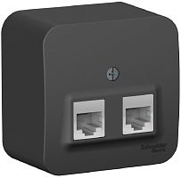 Розетка телефон+компьютер накладная Systeme Electric Blanca 2-м. RJ11+RJ45 5е антрацит