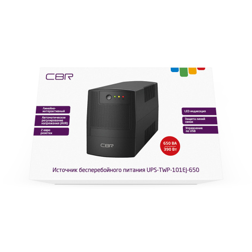 ИБП CBR UPS-TWP-101EJ-650 650VA/390W Euro фото 2