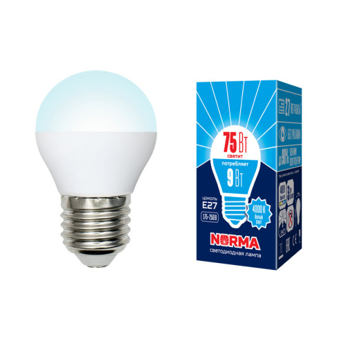 Лампа светодиодная Volpe Norma G45 Шар Е27 220В 9Вт 750Лм 4000К 45х78мм Volpe — купить по цене от 135 ₽ | ПрофБезопасность
