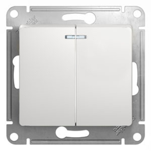 Выключатель с подсветкой без рамки Systeme Electric Glossa 2-кл. белый Systeme Electric — купить по цене от 476 ₽ | ПрофБезопасность фото 2