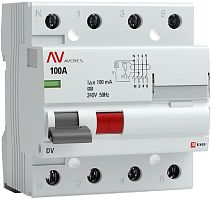 Выключатель дифференциального тока УЗО EKF Averes DV 4п 100А 100мА 10кА тип AC-S