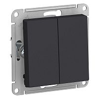 Выключатель кнопочный без рамки Systeme Electric AtlasDesign 2-кл. карбон
