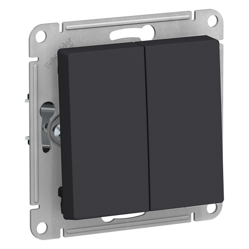 Выключатель кнопочный без рамки Systeme Electric AtlasDesign 2-кл. карбон