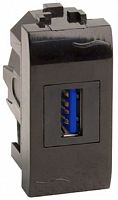 Розетка USB тип А для кабель-канала DKC Brava 1-м. 1 мод. 3000мА черный