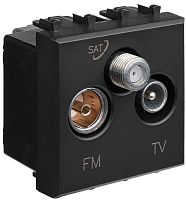 Розетка TV+FM+SAT Оконечная модульная DKC Avanti 3-м. 2 мод. черный матовый
