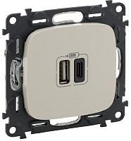 Розетка USB тип A+С без рамки Legrand Valena Allure 2-м. 3000мА слоновая кость