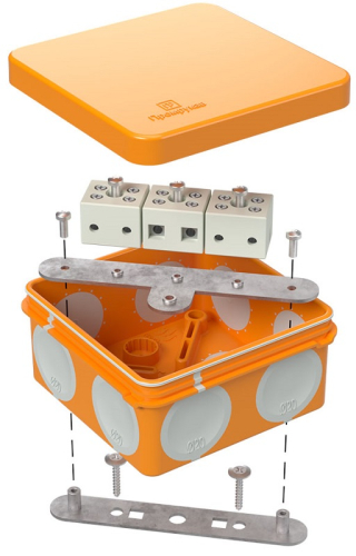 Коробка огнестойкая Промрукав 80x80x40мм 6x2.5мм под пистолет IP66 оранжевый картинка