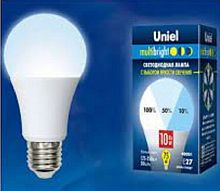 Лампа светодиодная Uniel Multibright A60 Шар Е27 220В 10Вт 4200К 3 режима Uniel — купить по цене от 345 ₽ | ПрофБезопасность