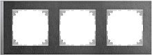 Рамка универсальная Schneider Electric Merten M-Pure Decor 3-м. сланец/алюминий 
