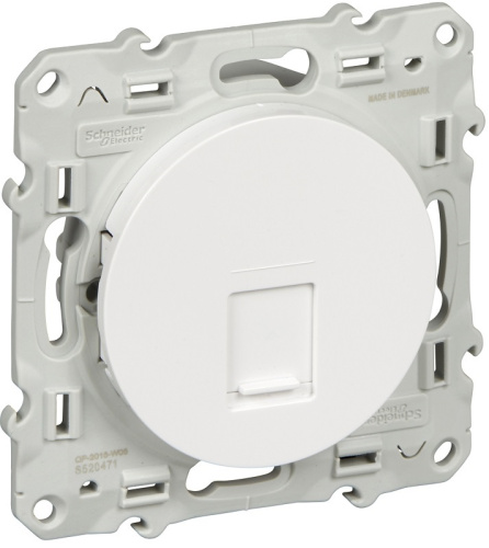 Розетка компьютерная без рамки Schneider Electric Odace 1-м. RJ45 5е белый  Schneider Electric — купить по цене от 1&nbsp;000 ₽ | ПрофБезопасность