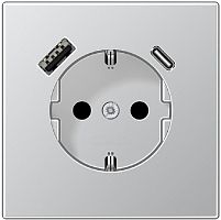 Розетка с заземлением +2хUSB тип A+C без рамки Jung LS990 metal 1-м. алюминий Jung — купить по цене от 32&nbsp;191 ₽ | ПрофБезопасность