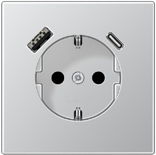 Розетка с заземлением +2хUSB тип A+C без рамки Jung LS990 metal 1-м. алюминий Jung — купить по цене от 32&nbsp;191 ₽ | ПрофБезопасность