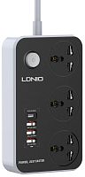 Сетевой фильтр с заземлением Ldnio SC3412 3х2.0м 3гн EU_UK_US+3хUSB тип A+1хUSB тип C черный