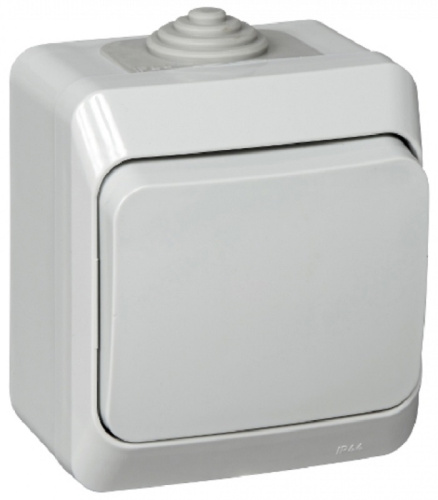 Выключатель накладной Systeme Electric Этюд 1-кл. IP44 серый