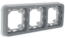 Рамка горизонтальная Legrand Plexo 3-м. с суппортом IP55 серый