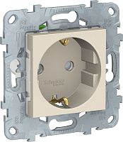 Розетка с заземлением без рамки Schneider Electric Unica New 1-м. шторки бежевый