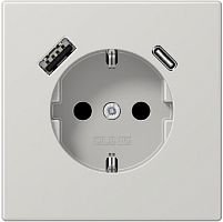 Розетка с заземлением +2хUSB тип A+C без рамки Jung LS990 1-м. серый Jung — купить по цене от 29&nbsp;742 ₽ | ПрофБезопасность