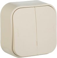 Выключатель накладной Legrand Quteo 2-кл. слоновая кость