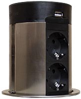 Розетка выдвижная сенсорная Mebax 17J 2-м.+2xUSB беспроводная зарядка+колонка Ø100мм черный Mebax — купить по цене от  | ПрофБезопасность