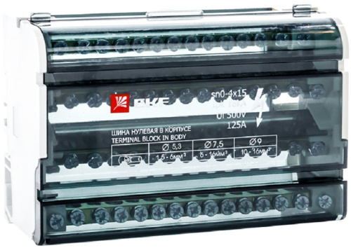 Шина в корпусе на DIN-рейку (кросс-модуль) EKF PROxima ШНК 4х15 3L+PEN серый