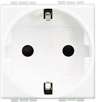 Розетка с заземлением без рамки Legrand BTicino LivingLight 2мод. 1-м. шторки белый