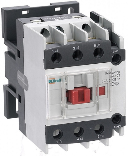 Контактор DEKraft КМ-103 3п 1НО+1НЗ 32А 230В тип АС3 