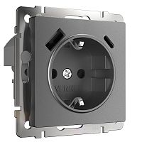 Розетка с заземлением +2хUSB тип A+С без рамки Werkel 1-м. шторки графит матовый