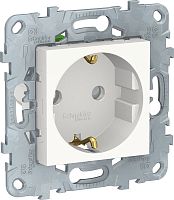 Розетка с заземлением без рамки Schneider Electric Unica New 1-м. шторки белый Schneider Electric — купить по цене от 460 ₽ | ПрофБезопасность