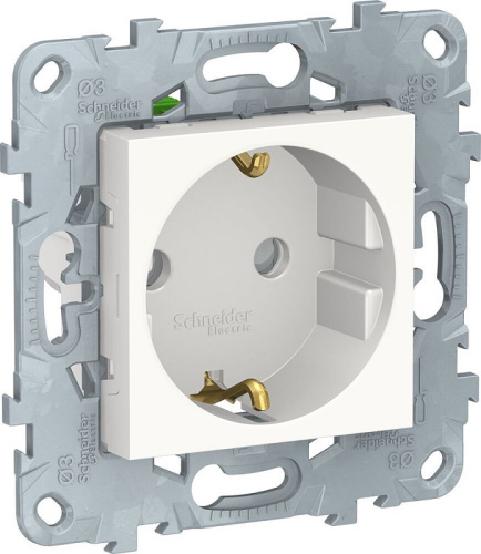 Розетка с заземлением без рамки Schneider Electric Unica New 1-м. шторки белый Schneider Electric — купить по цене от 460 ₽ | ПрофБезопасность