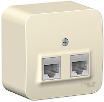 Розетка телефон+компьютер накладная Systeme Electric Blanca 2-м. RJ11+RJ45 5е молочный