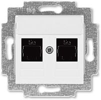 Розетка компьютерная без рамки ABB EPJ Levit 2-м. RJ45+RJ45 5e белый ABB — купить по цене от 1&nbsp;508 ₽ | ПрофБезопасность