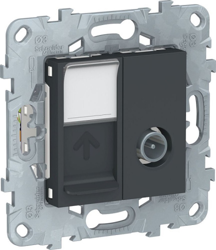 Розетка RJ45+TV Оконечная без рамки Schneider Electric Unica New 2-м. антрацит Schneider Electric — купить по цене от 2&nbsp;841 ₽ | ПрофБезопасность