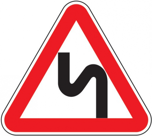 Дорожный знак 1.12.2 - Опасные повороты картинка