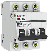 Выключатель автоматический EKF Basic ВА47-29 3п 10А B 4.5кА
