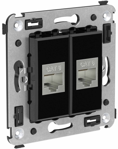 Розетка компьютерная экранированная без рамки DKC Avanti 2-м. RJ45+RJ45 6е черный квадрат DKC — купить по цене от 4&nbsp;544 ₽ | ПрофБезопасность