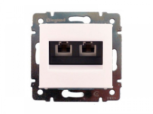 Розетка компьютерная без рамки Legrand Valena 2-м. RJ45+RJ45 5e белый фото 2