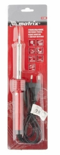 Паяльник электрический 30Вт Matrix, медный наконечник с долговечным защитным покрытием 220 В,30W